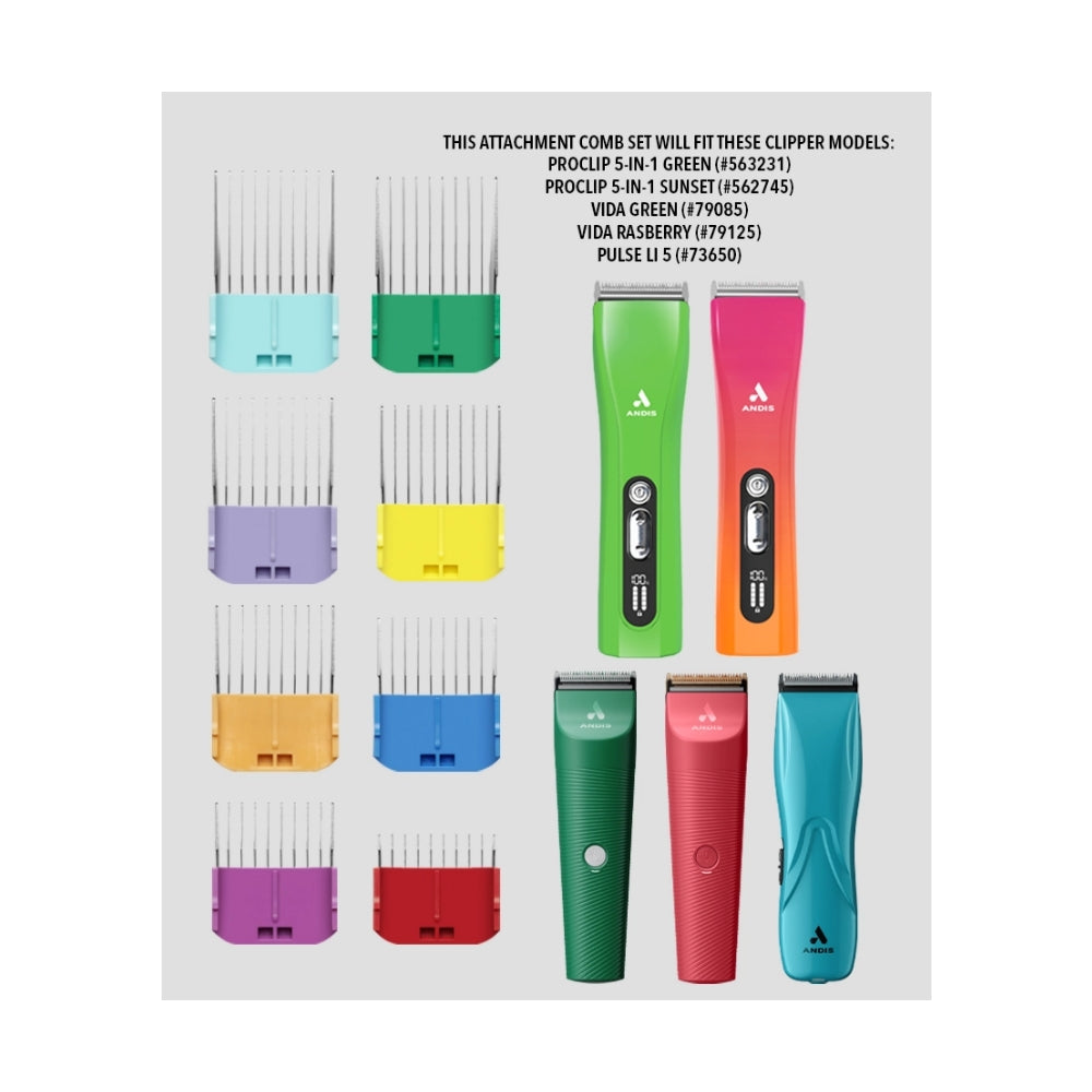 Andis Adjustable Stainless Steel Comb Set 8 Piece