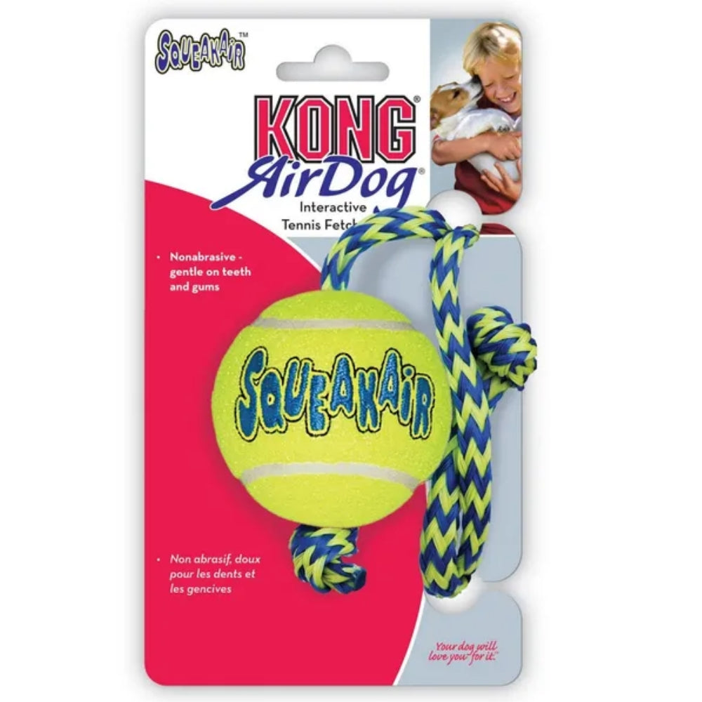 Kong Airdog Squeaker Ball Rope Medium